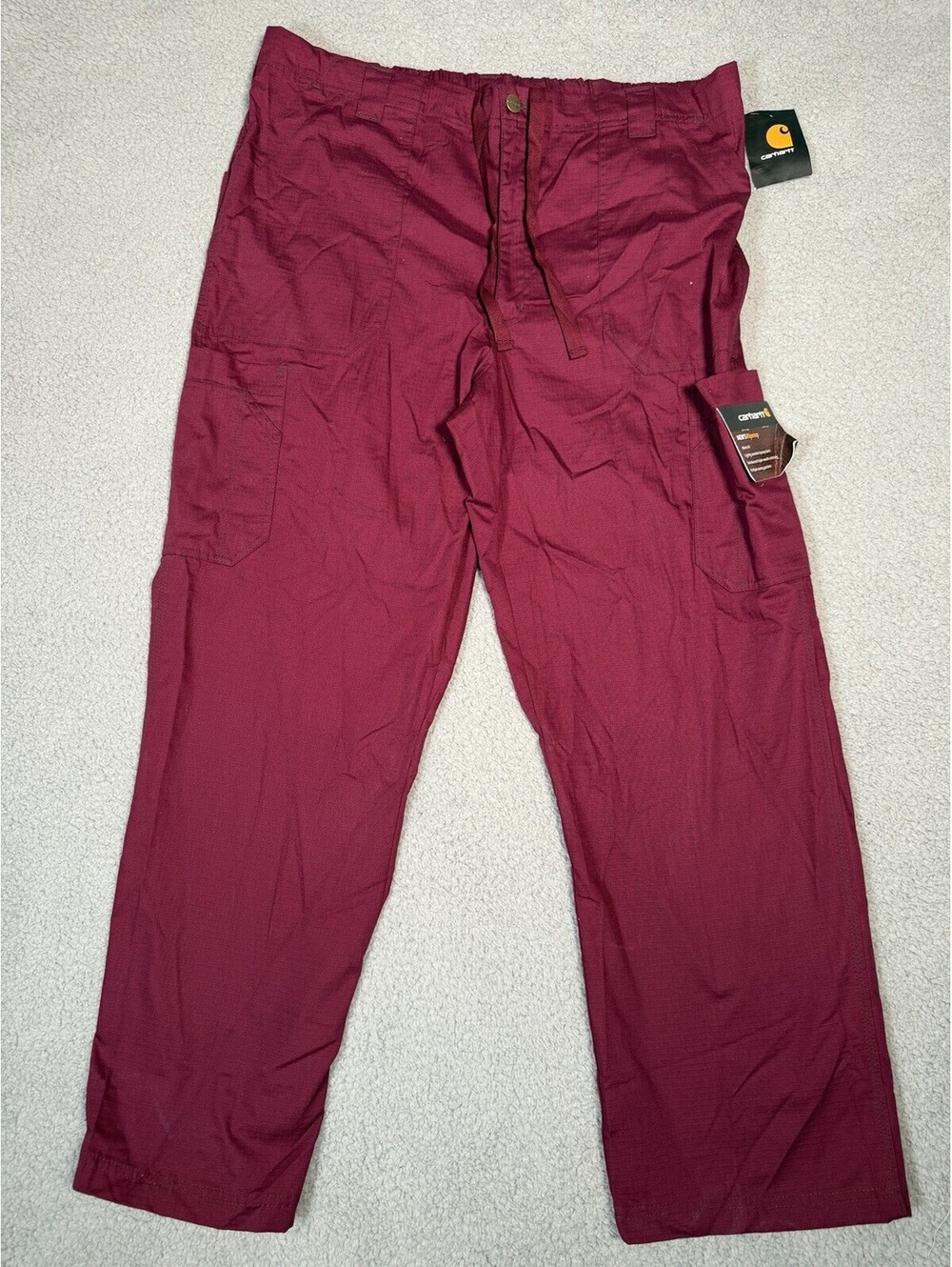 NWT Carhartt Sz XL Scrub Pants Rugged Flex Modern Fit Ripstop Cargo Wine
